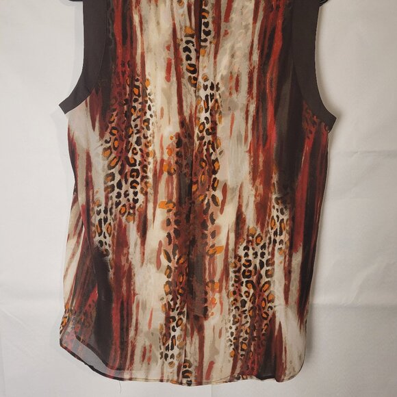 Investments Multicolor African Cheetah Print Top Zippered Back Sz S - Picture 3 of 3
